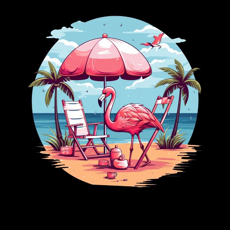 Flamingo on the beach