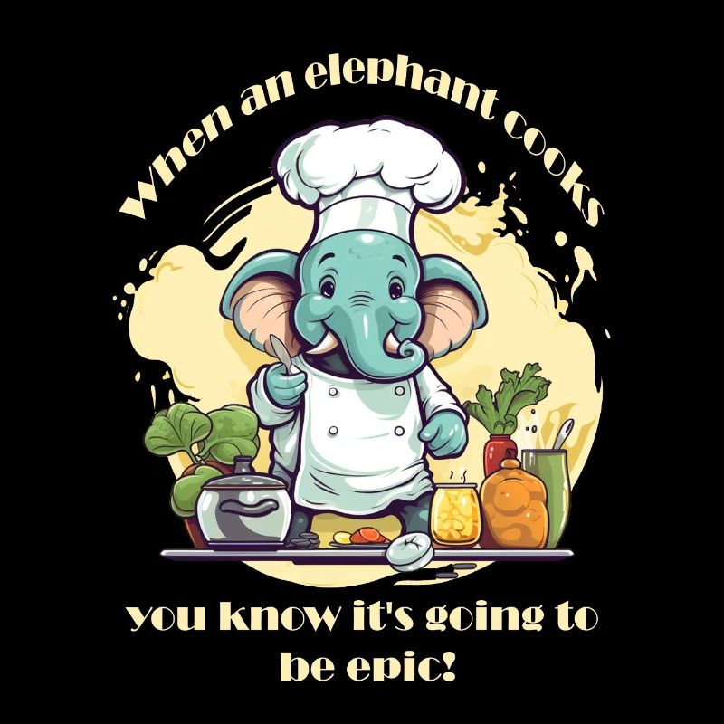 Éléphant bouillant avec lettrage