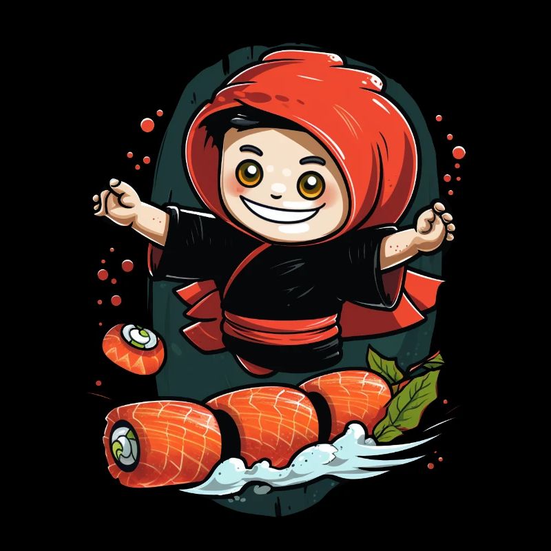 Ninja makes sushi suji rolls