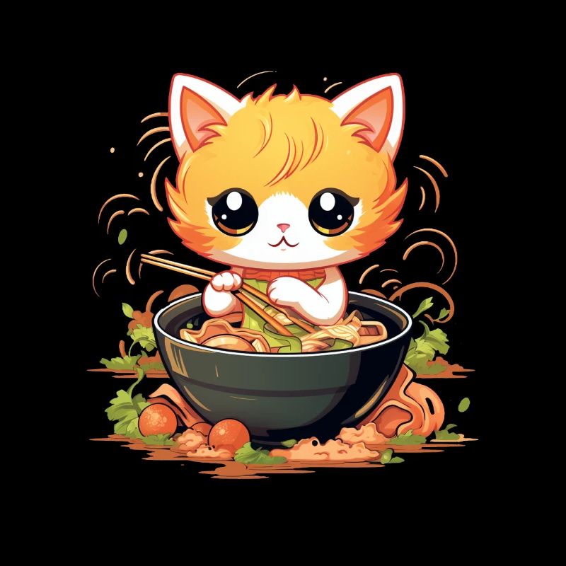 Chat Ramen mignon - Conception amusante de chaton Ramen