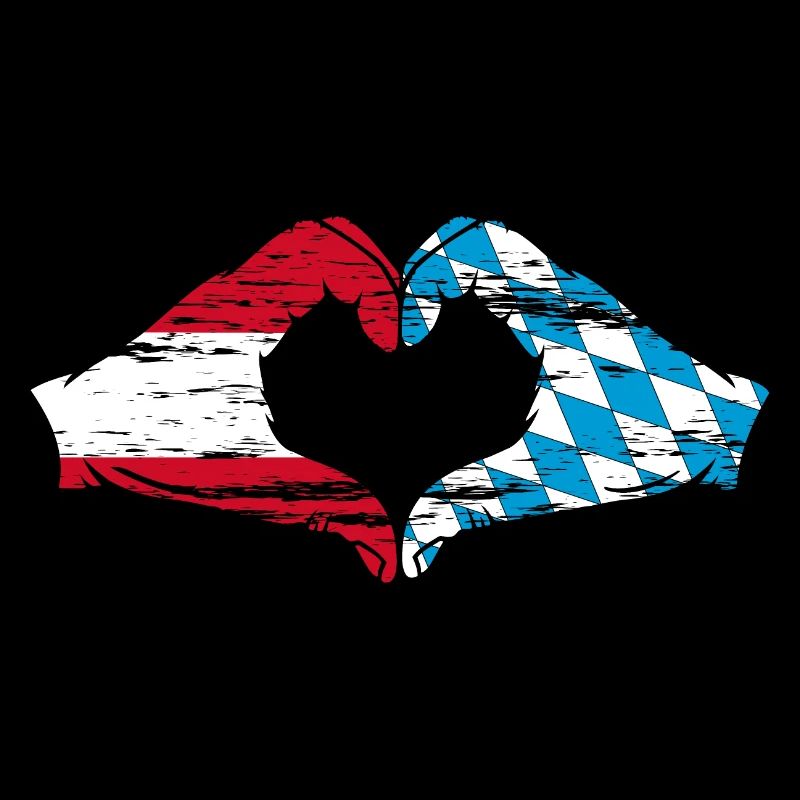 Austria Bavaria Flag Hands Heart Shape Used