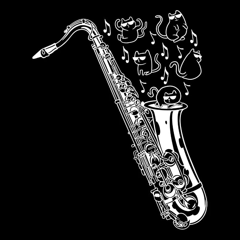 Saxophone avec chat Joueur de saxophone et propriétaire de chat
