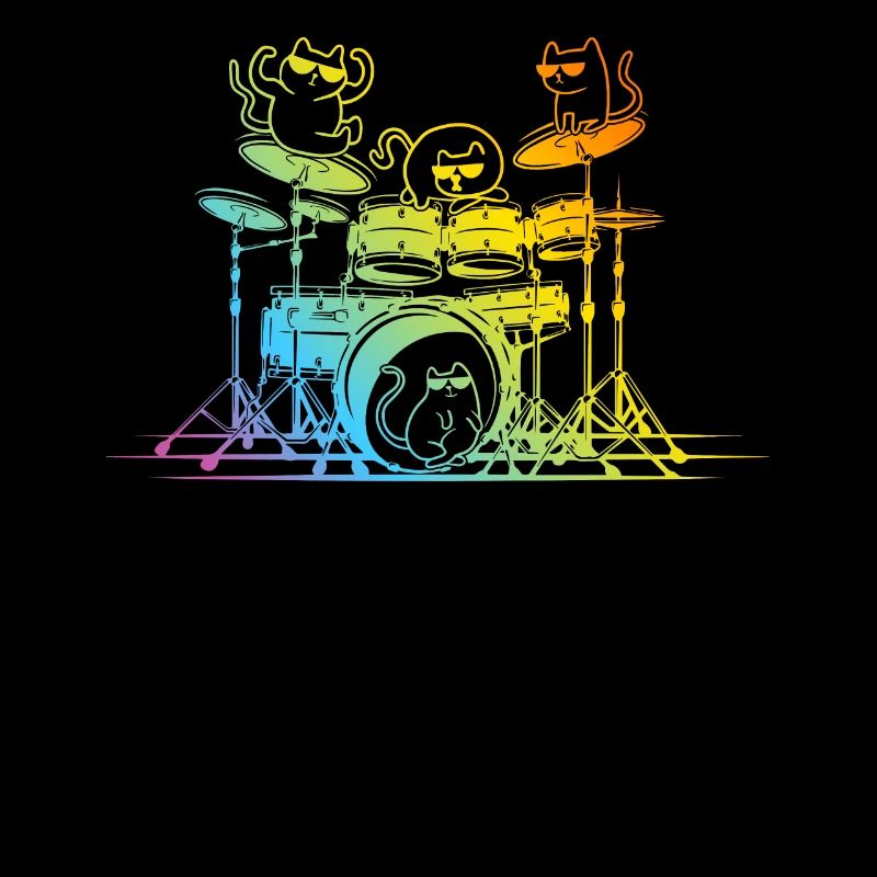 Drum Set Player Cats - Funny Drummer Cats