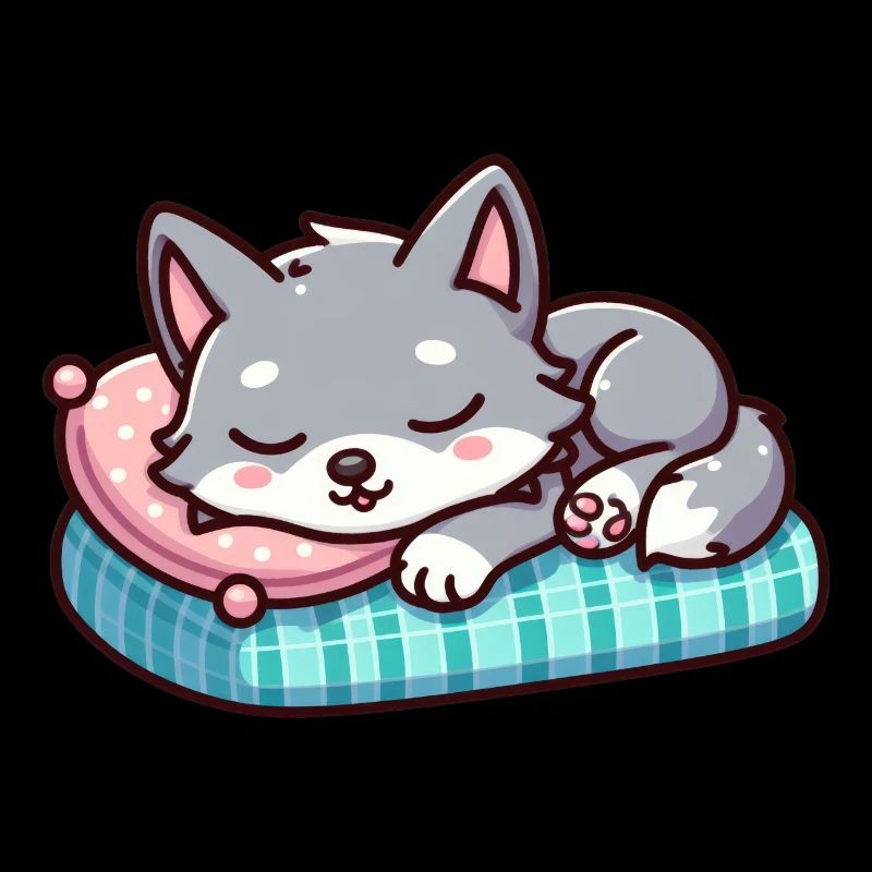 Cute Little Sleeping Wolf
