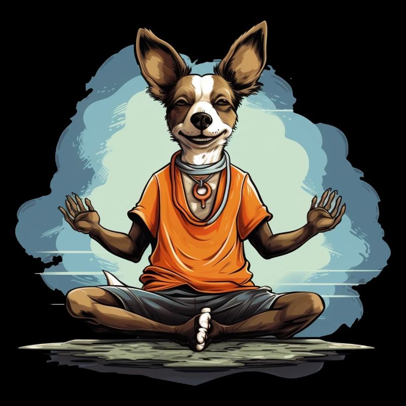 Chien de yoga Namaste réfrigéré méditant