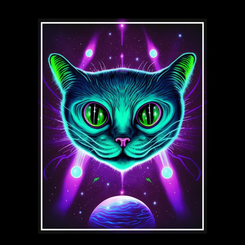 Cat Space Astronaut Space Neon Rockets