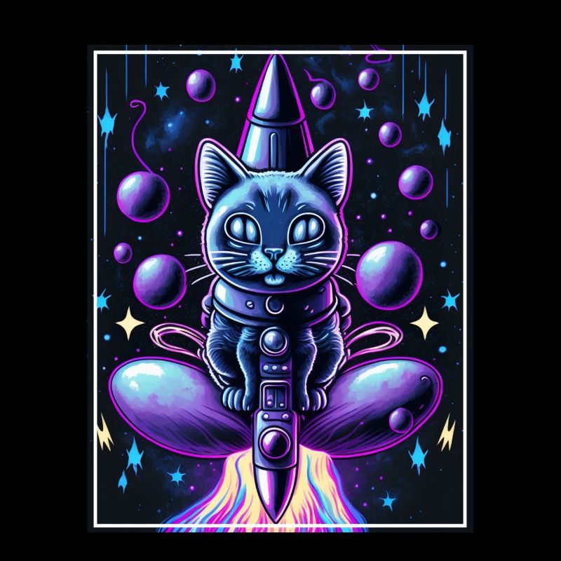 Cat Space Astronaut Space Neon Rockets