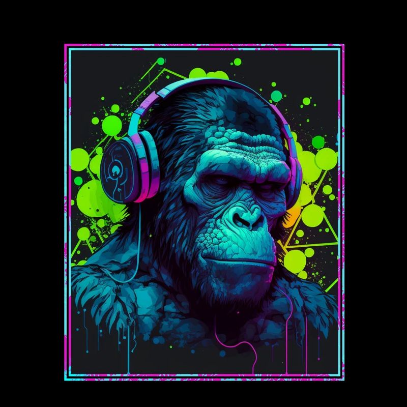 Monkey Polygon Headset Headphones Gamer Geometric