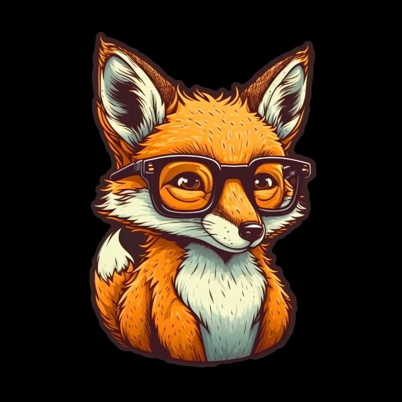 Cute fox with reading glasses Reading fox book lover