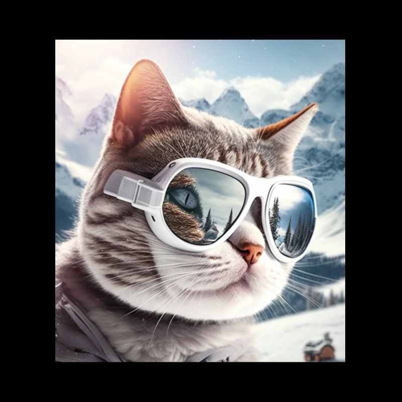 Winter Katze Ski Snowboard Schnee Kätzchen