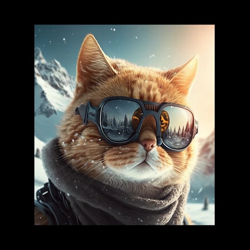 Winter Katze Ski Snowboard Schnee Kätzchen