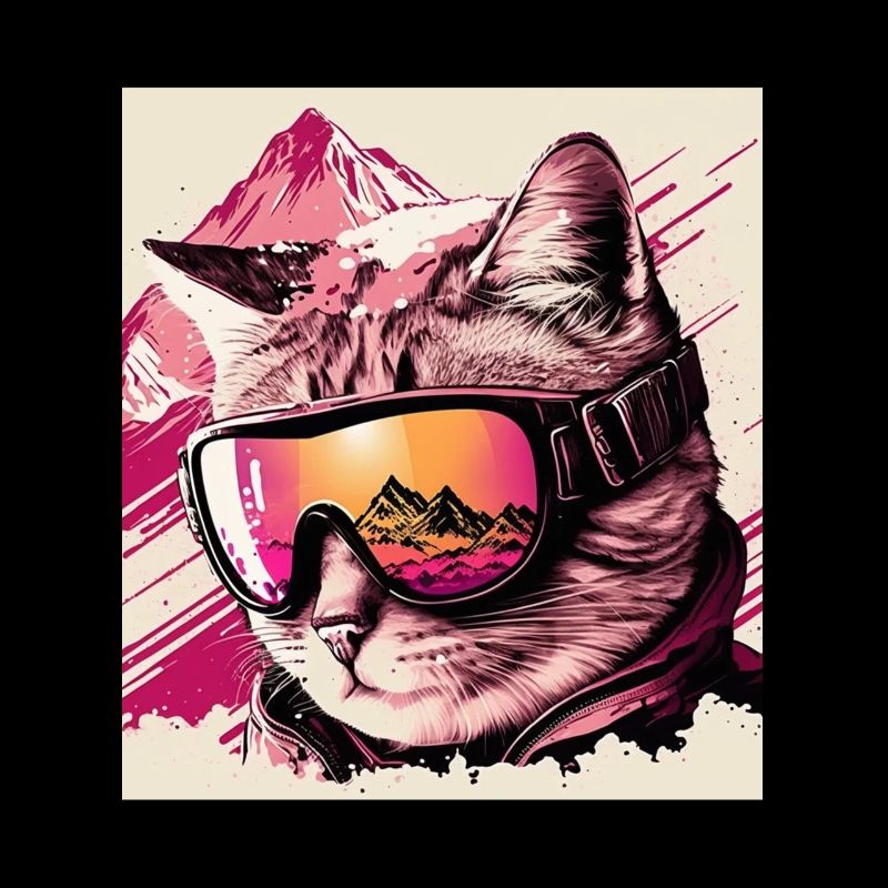 Winter Katze Ski Snowboard Schnee Kätzchen