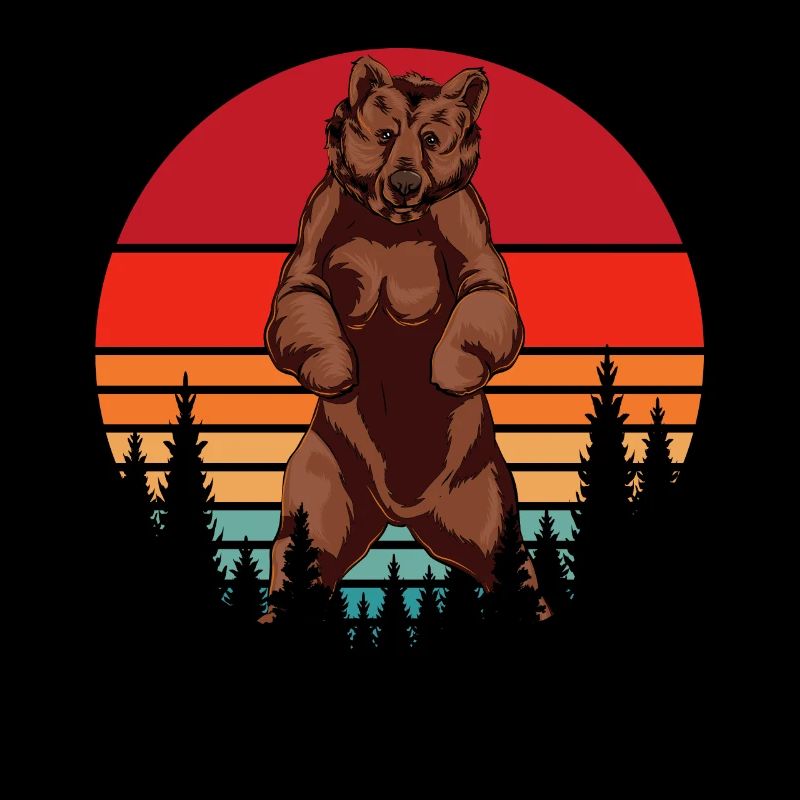 Braunbär Wald Tier Grizzly Bär Geschenk Retro Bär