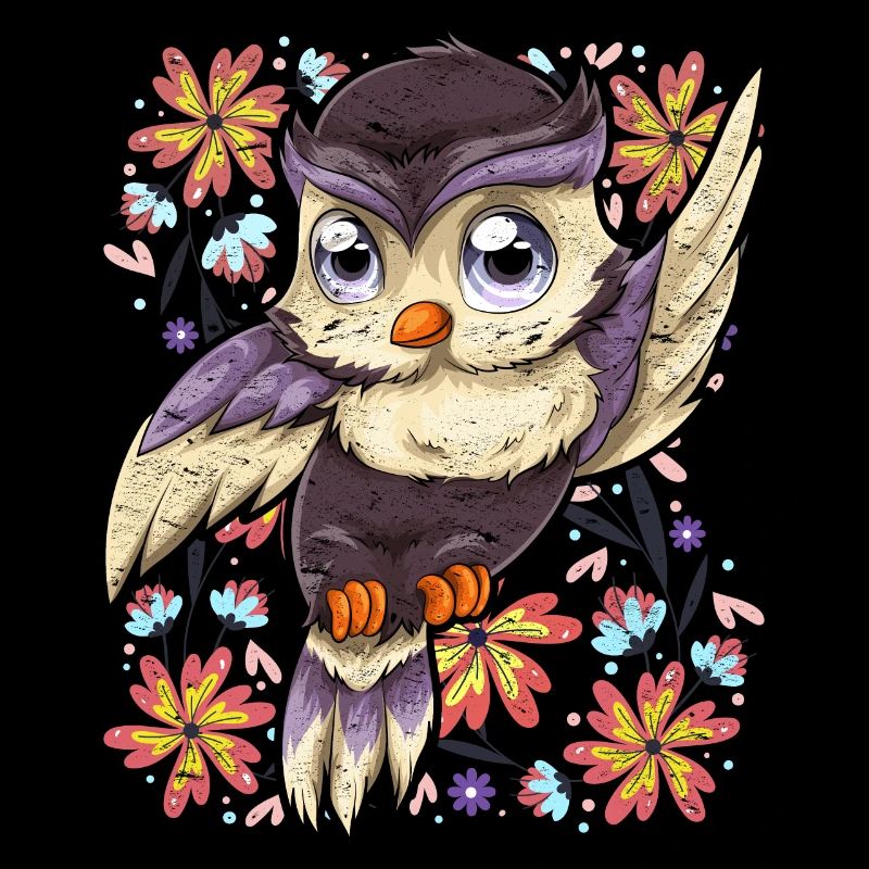 Niedlicher Vogel Blumen Tier Geschenk Eule