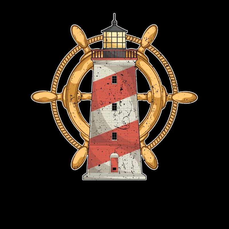 Ship Steering Wheel Ocean Sea Gift Lighthouse