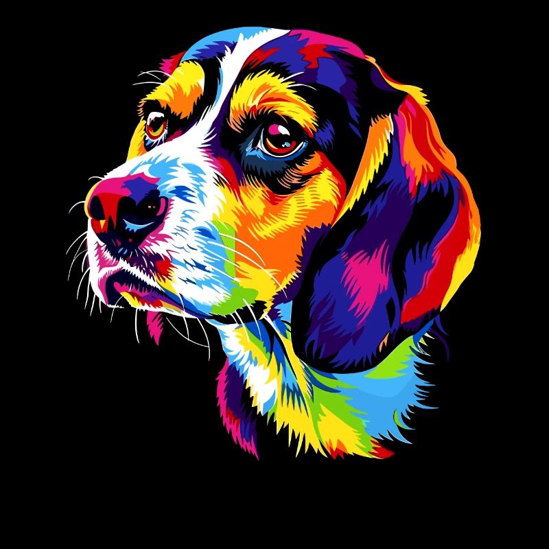 Beagle Chiot Popart Chien mignon Couleurs colorées Beagle