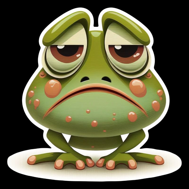 Cute Frog Amphibian Morning Grouch Grumpy Sleeping