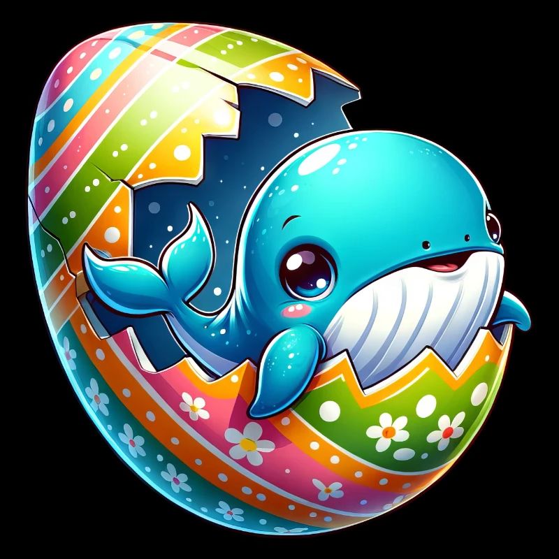 Éclosion de baleine colorée de dessin animé d’oeuf de Pâques
