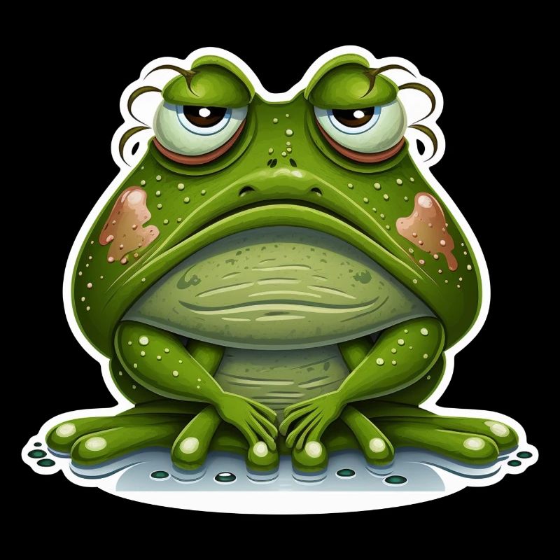 Cute Frog Amphibian Morning Grouch Grumpy Sleeping