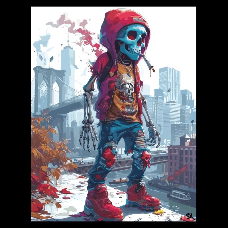 Smoking Skull, Totenkopf mit Zigarette
