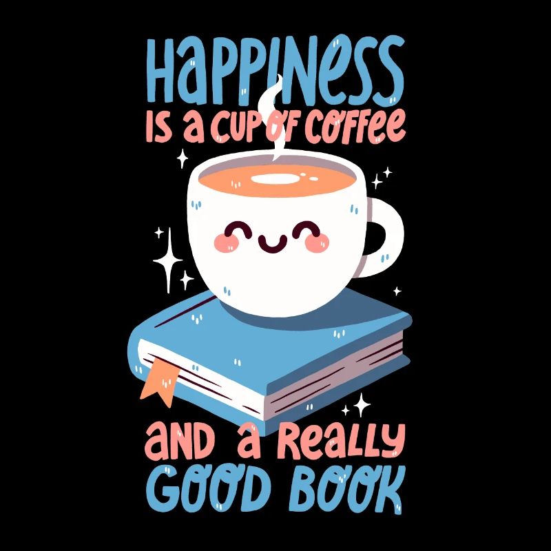 Glück ist eine Tasse Kaffe und ein gutes Buch