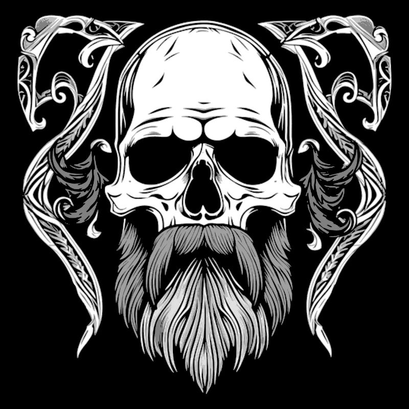 Crâne avec barbe et décorations celtiques