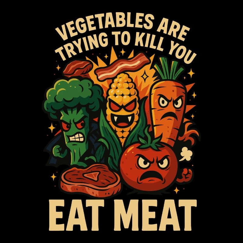 Vegetables attack – eat meat instead!