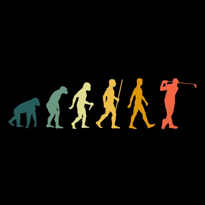 Golf Evolution Golfer Entwicklung Golfen Retro