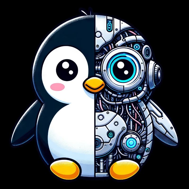 Mignon pingouin cyborg robot