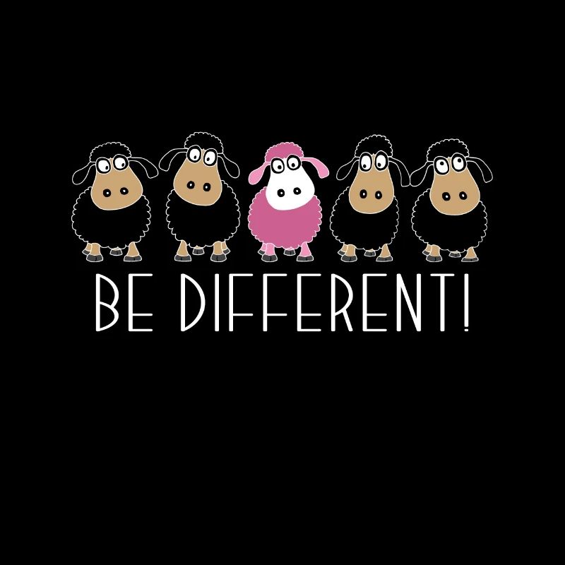 Be different. Pinkes Schaf. Anders sein. Geschenk