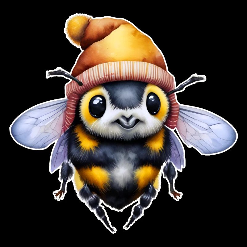 Cool winter bee with hat and scarf