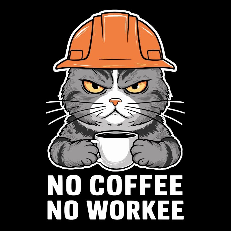 Pas de café pas de travail Conception de chat