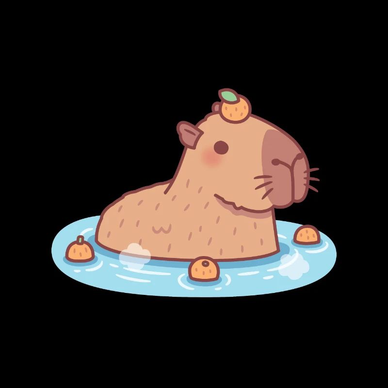 Cute Capybara Chilling In Hot Spring