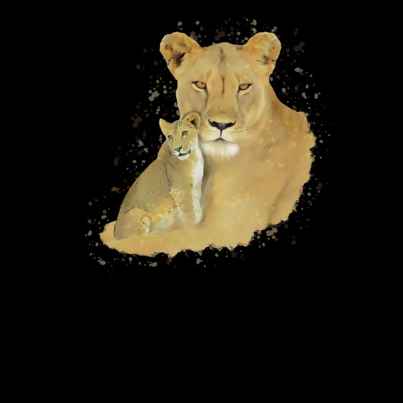 Lionne + Bébé - Gros Chat - Chat - Afrique