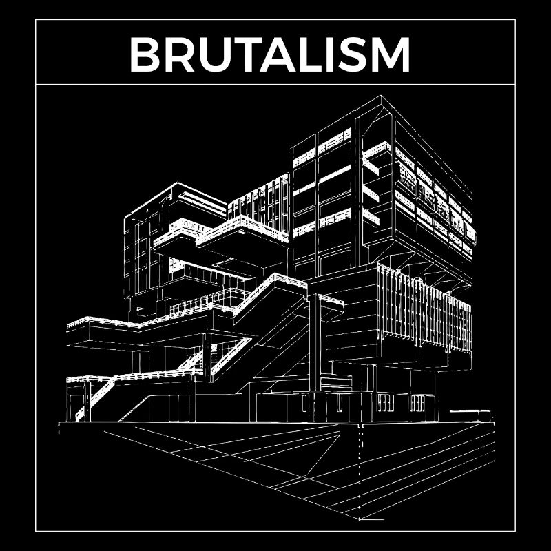 Brutalism architecture wireframes design