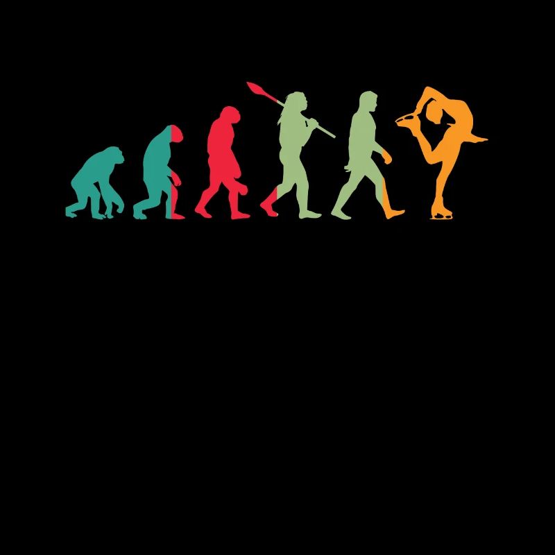 Ice Skating Figure Skater Evolution Retro