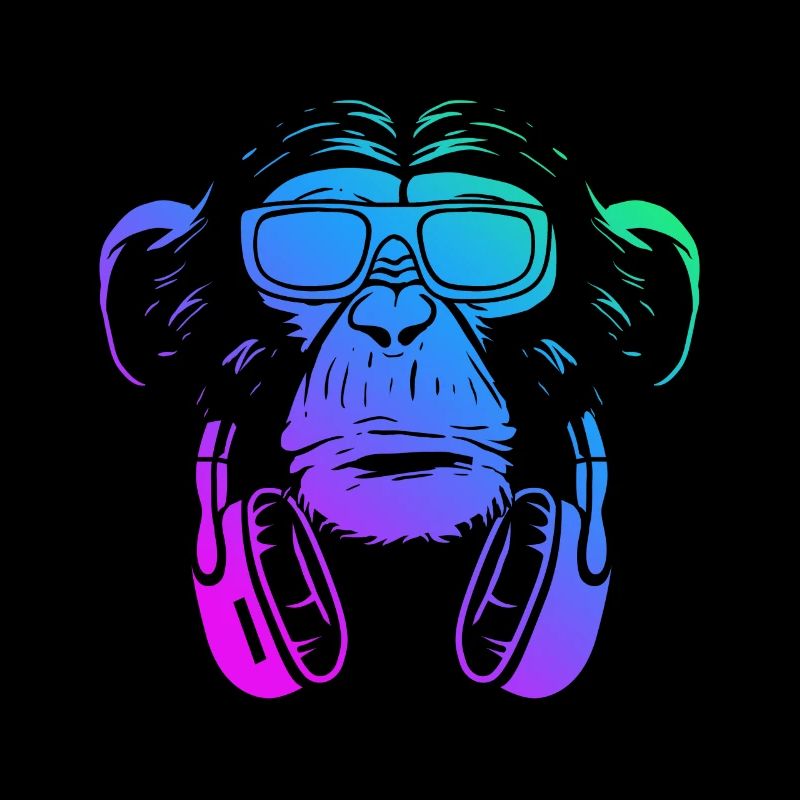 Affe DJ mit Kopfhörer und Sonnenbrille Geschenk Pa
