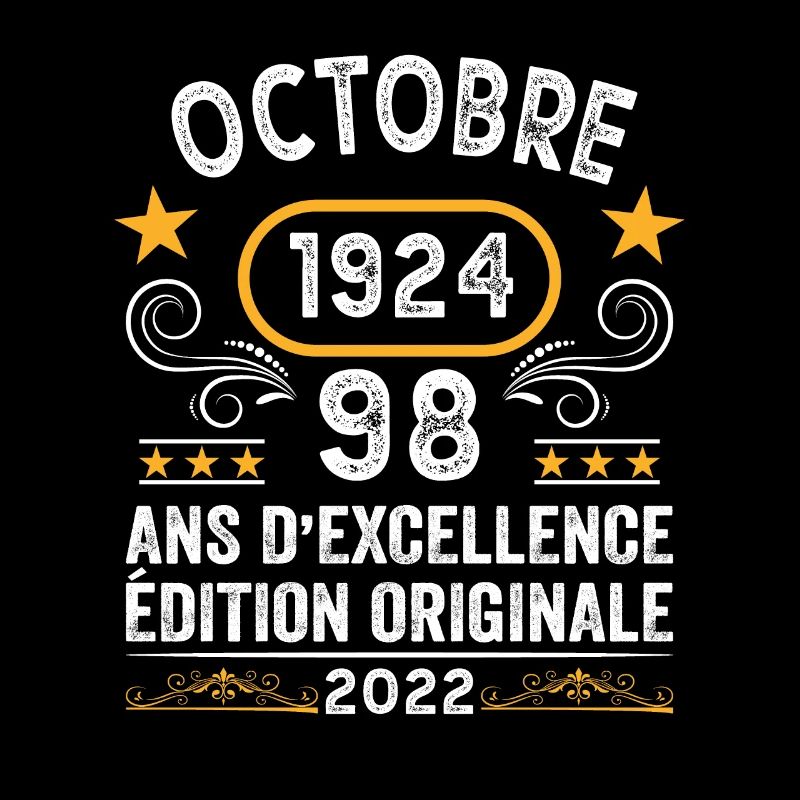 Octobre 1924 98 Ans Anniversaire Idée Cadeau Rétro