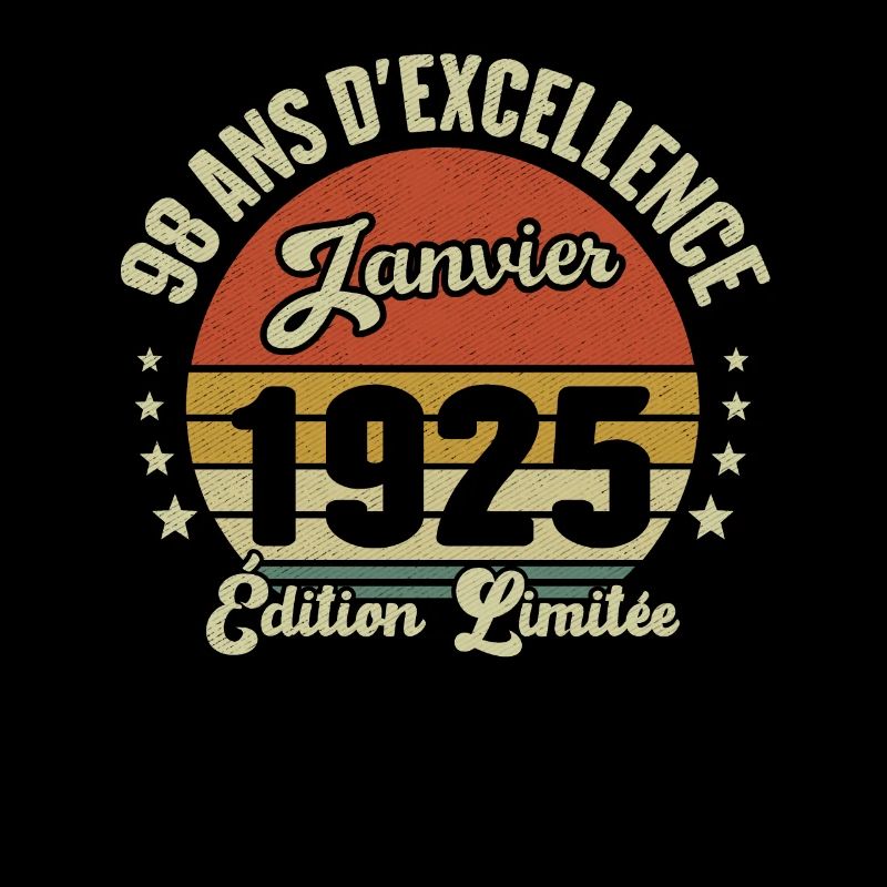 98 Ans Janvier 1925 Anniversaire Vintage Cadeau