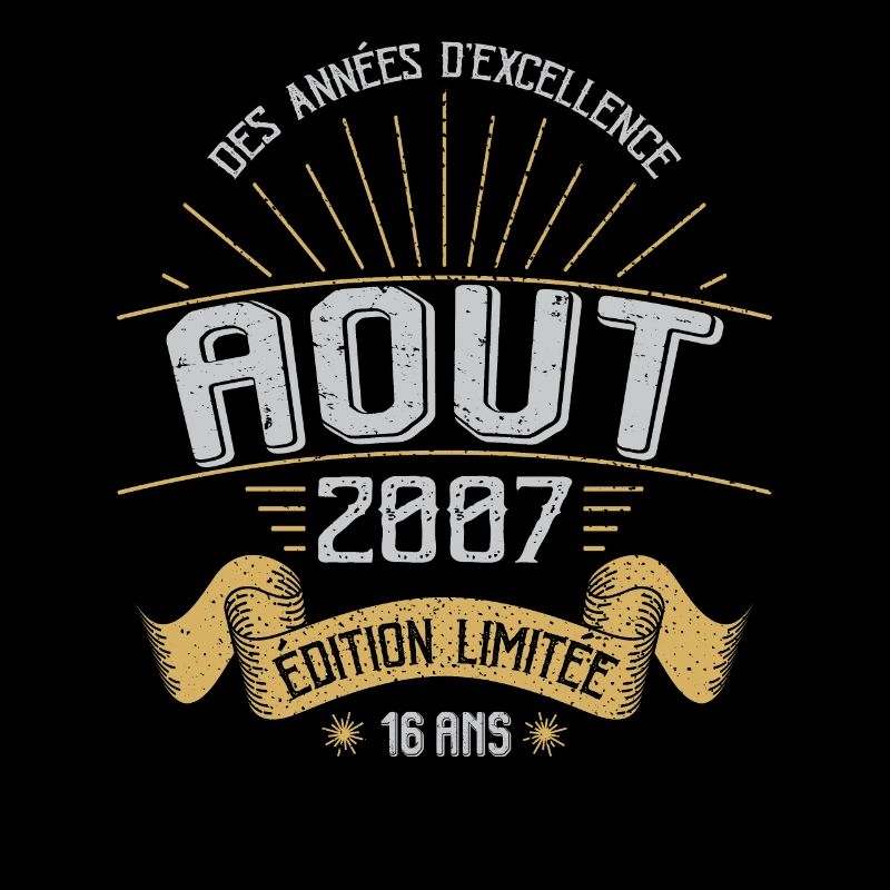 Août 2007 16 Ans Anniversaire Vintage Cadeau