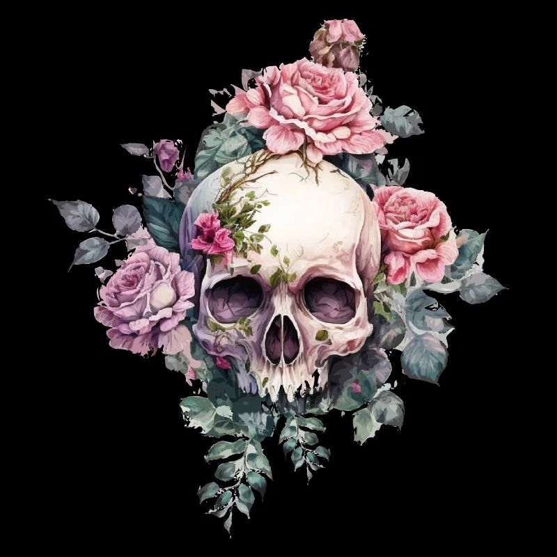 Crâne avec des roses