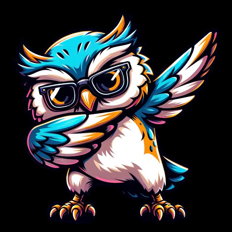 Cool Owl Dabbing Comic Cute
