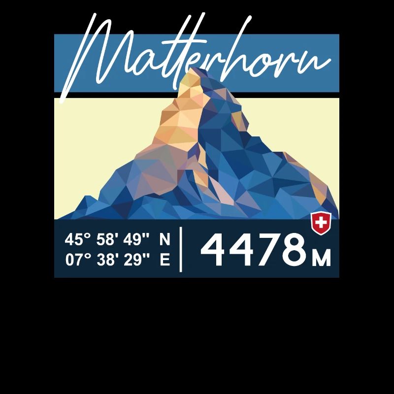 Cervin Zermatt Schweizer Berg Retro Low Poly