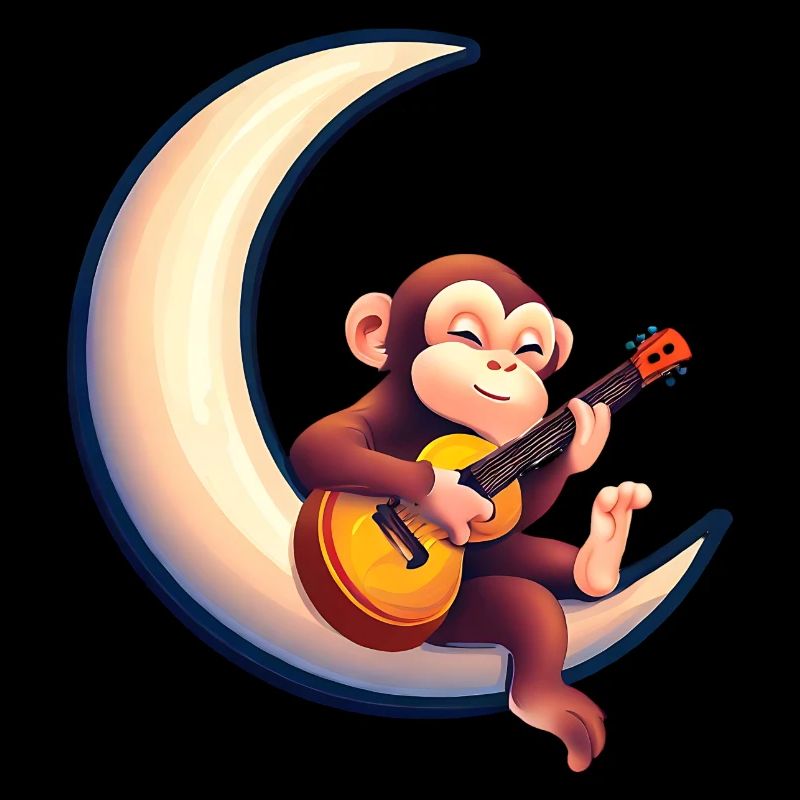 Singe musical dans le croissant de lune