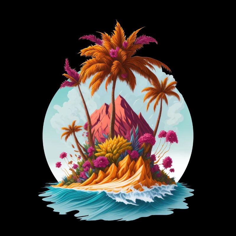 Paradis Island Palm Trees Beach Sea