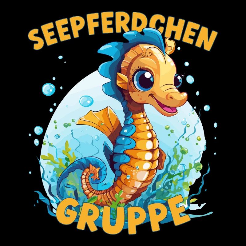 Comic Seepferdchengruppe Kindergarten Gruppentier