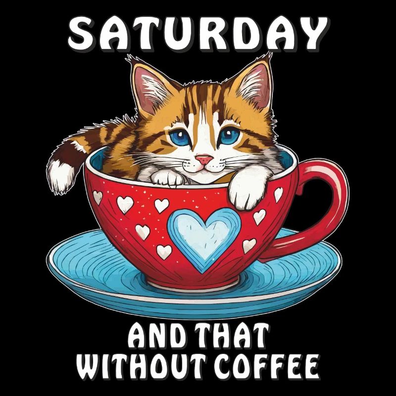 CAT COFFEE CUP SATURDAY AND THAT WITHOUT COFFEE
