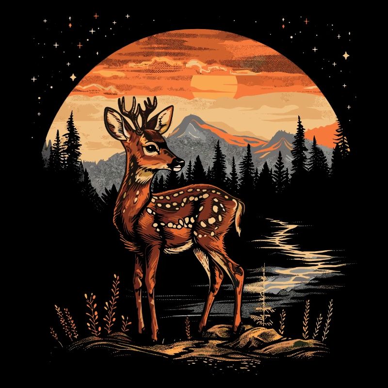 fawn deer forest roe nature sunset