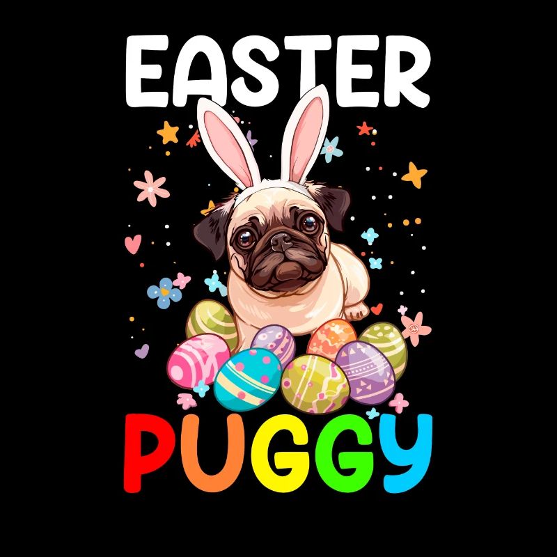 Pug easter eggs Hunting easter day