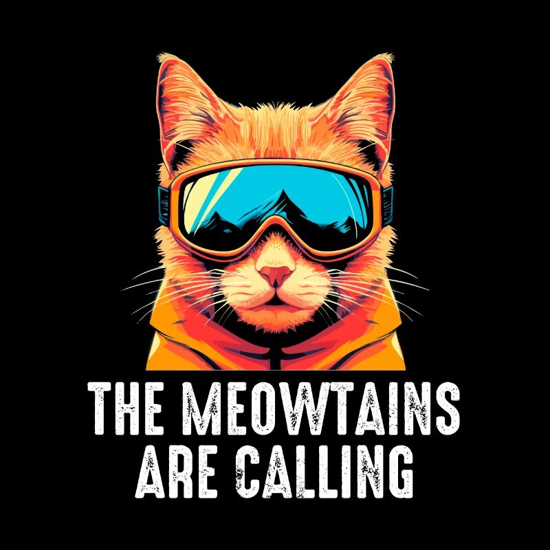 the meowtains are calling, funny skiing